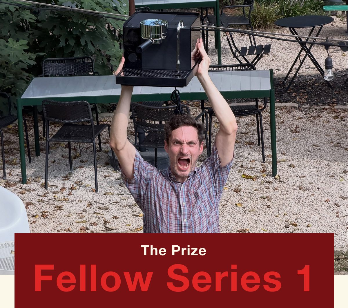 The grand prize, a Fellow Series 1 espresso machine